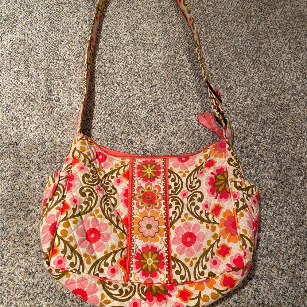 Vera Bradley pink and orange flower print bag - Picture 2 of 11